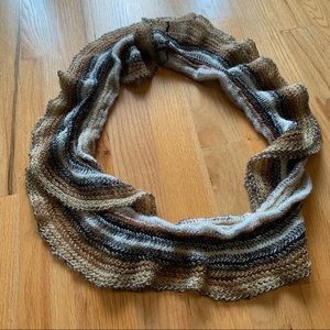 Ruffle knit neutral infinity scarf